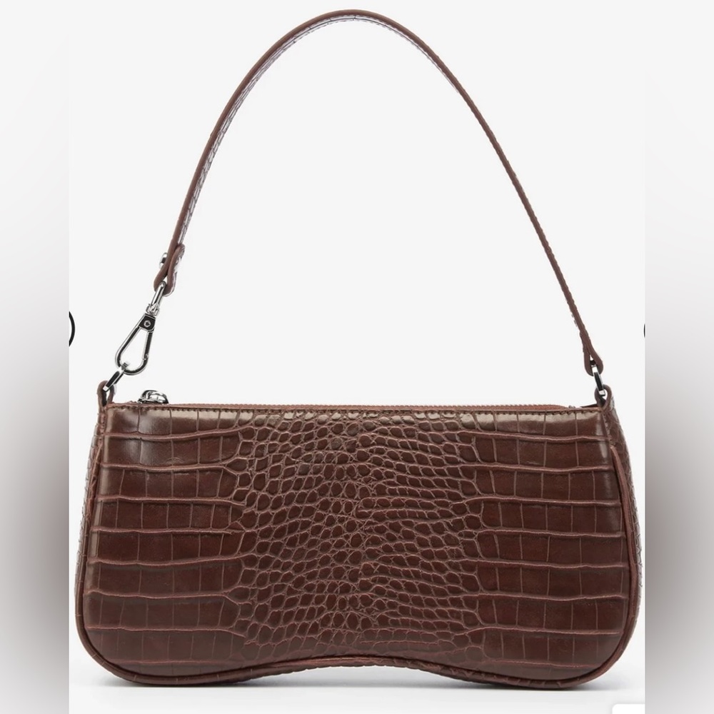 brown croc shoulder bag